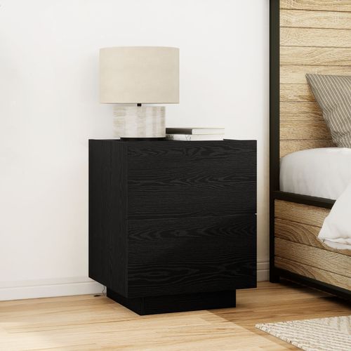 Tables De Chevet Vidaxl Avec Lumières Led 2 Pcs Chêne Noir 45x40x55 Cm