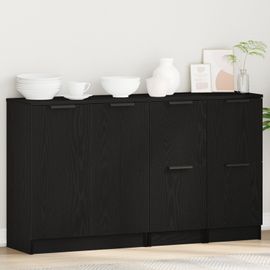Buffets Vidaxl 3 Pcs Bois D'ingénierie Noir