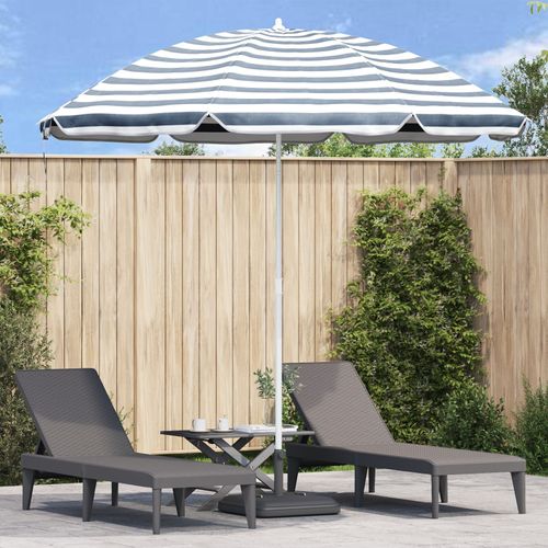 Parasol De Plage Vidaxl Avec Pied En Aluminium Bleu Et Blanc 300 Cm
