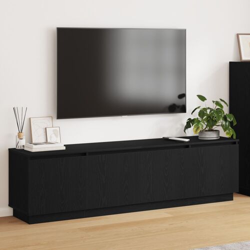 Meuble Tv Vidaxl Avec Led En Chêne Noir 180x38x49 Cm En Bois D'ingénierie
