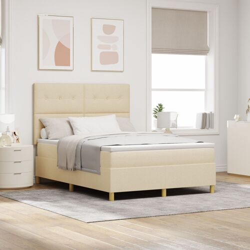 Cadre de Lit vidaXL avec Matelas Crème Tissu 140 x 190 cm Cadre de Lit
