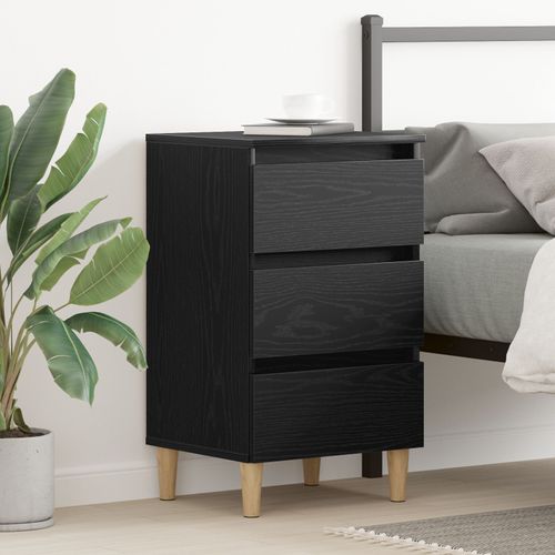 Table De Chevet Vidaxl Avec Pieds En Bois Chêne Noir 40x35x69 Cm