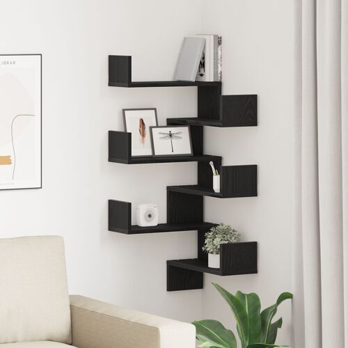 vidaXL Étagères murales 2 pcs Chêne noir 40x40x49,5 cm Bois d'ingénierie