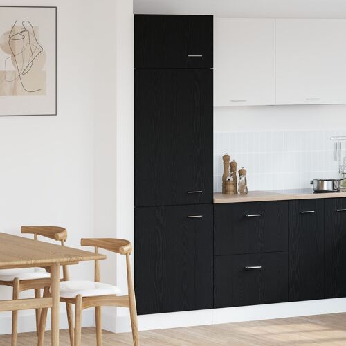 Cabinet Frigo vidaXL en Chêne Noir - 60x57x207 cm, Fait de Bois d'Ingénierie