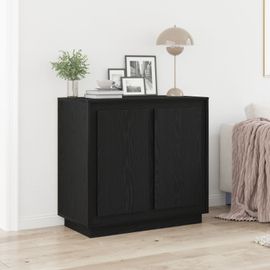 Buffet Vidaxl Noir Chêne 80x34x75 Cm Bois D'ingénierie