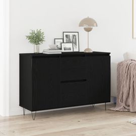 Buffet Vidaxl Noir Chêne 101,5x35x70 Cm Bois D'ingénierie