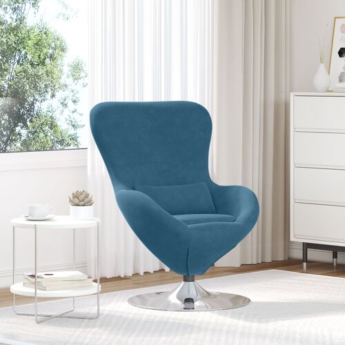 Fauteuil ?uf vidaXL en Velours Bleu