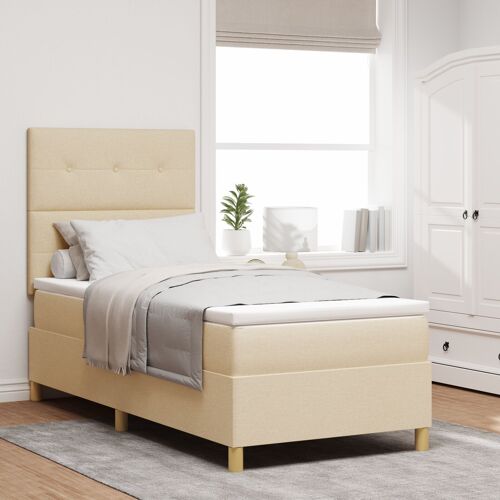 vidaXL Lit à ressorts et matelas crème simple