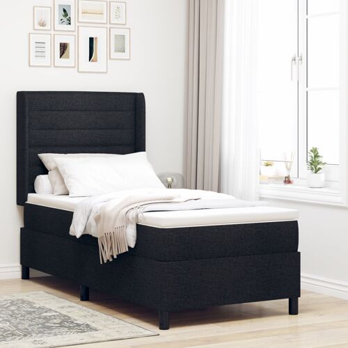 Lit Box Springs vidaXL avec matelas et LED Noir 100x200 cm Tissu