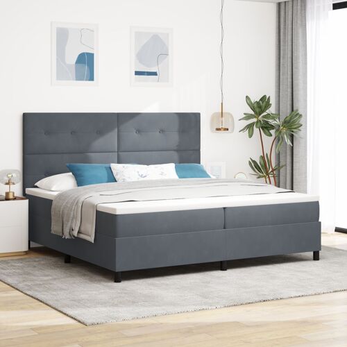 Lit coffre vidaXL avec matelas et LED gris foncé 200x200 cm en velours