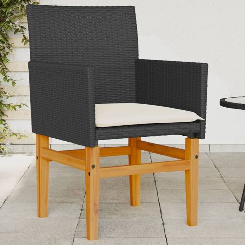 Vidaxl Chaises De Jardin Coussins Lot De 2 Noir Résine Tressée Et Bois