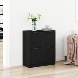Buffet En Chêne Noir Vidaxl - 60 X 30 X 70 Cm - Fabriqué En Bois D'ingénierie