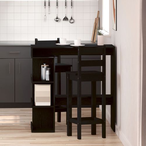 Table De Bar En Chêne Noir Avec Rangement, 100x50x101,5 Cm