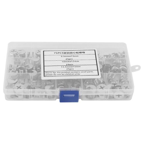 75Pcs Cam Écrou Meubles Excentrique Écrou De Roue Ensemble 3-en-1 Connecteur Fixation Matériel Outils