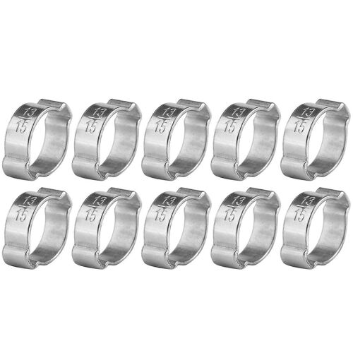 10pcs Zinc Plaqué Fer Galvanisé Deux Oreille Tuyau Collier 5-23mm pour Fule Essence Tuyau Tube (13-15MM)
