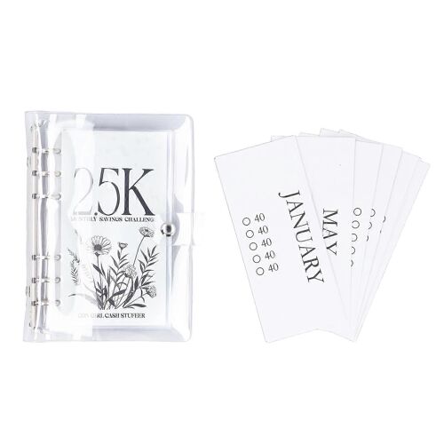 Liberté Financière : 2.5k Transparent Pvc Budget Binder - Livre De Défi D'épargne Imperméable Pour Les Cartes Et L'argent