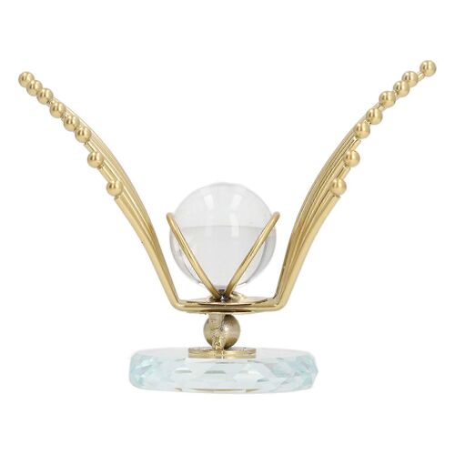 Statue Abstraite Moderne De L'aigle Volant : Figurine En Métal Et Boule De Cristal Pour La Décoration Intérieure Du Bureau