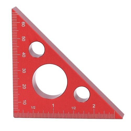 3 pouces angle droit mesure règle alliage d'aluminium épais 45 degrés angle règle triangle carré règle outils de travail du bois rouge