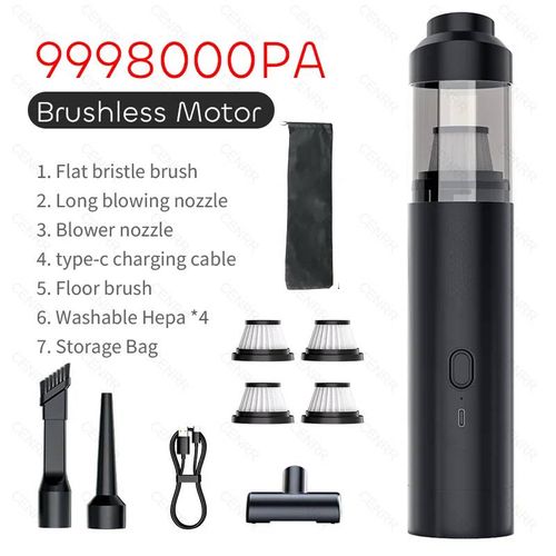 Cenrr 9998000 Pa ¿ Aspirateur De Voiture Portable Sans Fil, Forte Aspiration, Puissant, Pour Appareil Ménager, Souffleur D'air-Pro 4hepa Bag