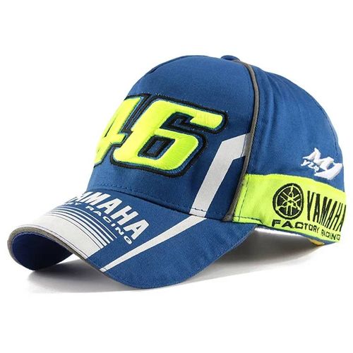 Yamaha Vr-46 Chapeau De Course De Moto Casquette De Baseball Été Hommes Loisirs Formation Quotidienne Crème Solaire Chapeau De Soleil Coton Mode Casquette À Visière-Réglable-Bleu