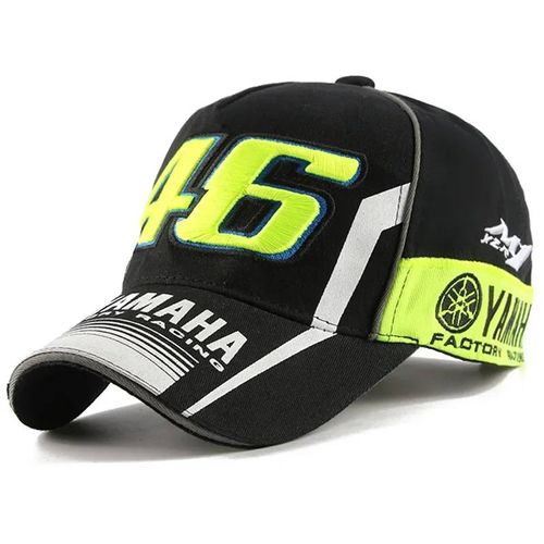 Yamaha Vr-46 Chapeau De Course De Moto Casquette De Baseball Été Hommes Loisirs Formation Quotidienne Crème Solaire Chapeau De Soleil Coton Mode Casquette À Visière-Réglable-Noir