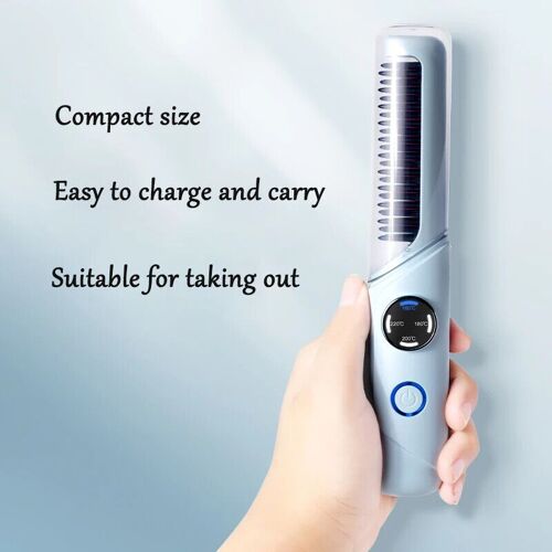 Mini Peigne Lissant Électrique Sans Fil À Écran Lcd, Chauffant Et Multifonctionnel