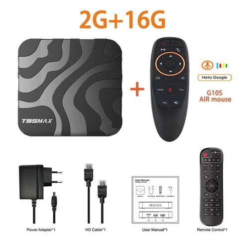H618 Android 14 T95 Max Smart TV Box, Double Wifi, 2.4G & 5.8G, 6K, 3D Ram, 8G Rom, 128 Go, 64 Go Assistant vocal, Fast Box Media First, Nouveau-2G 16G Voice G10S-Ue Plug