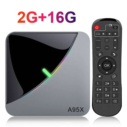 Boîtier Smart TV A95X F3 Air, Amlogic S905bery, 4 Go/32 Go/64 Go, décodeur connecté Android 9, avec WiFi 2.4/5 GHz et lumière RGB, pour touristes-2G16G-Ue Plug