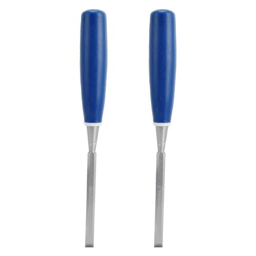 2pcs ciseaux à bois Haute dureté ciseau à bois sculpté ensemble avec poignée bleue pour le travail du bois ciseau à rainurer plat5 / 16in