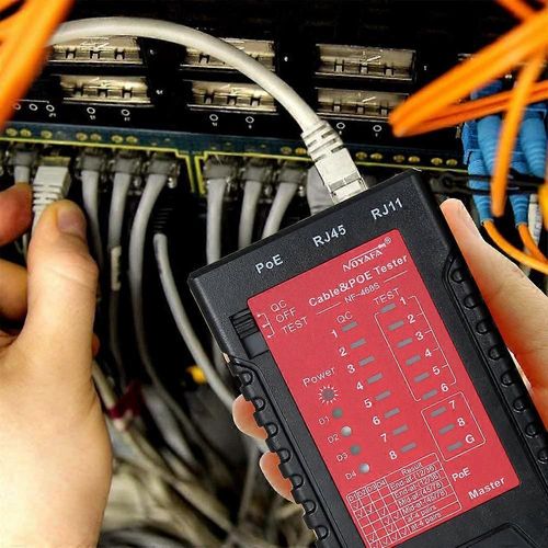 NOYAFA RJ45 RJ11 Testeur de câble réseau et PoE Testeur de ligne téléphonique Testeur de câble Ethernet Lan pour Cat5/5e/6/6a (UTP/STP) Cat3 (6P2C/6P4C/6P6C)