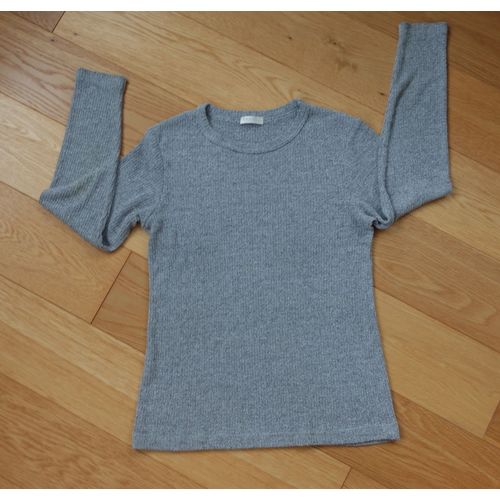 Pull Taille 38 Ras De Cou Gris Chiné Moulant