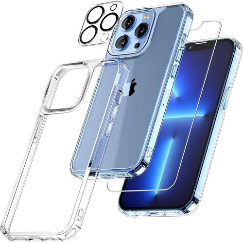 Coque Silicone Transparente Angles Renforces + Verre Trempe Et Protection Camera Arriere Pour Iphone 13 Pro Little Boutik®