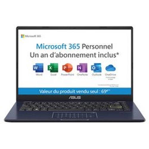 PC portable Asus VivoBook E410MA 14" FHD Intel Celeron N4020 RAM 4 Go DDR4 128 Go eMMC Technologie Numpad