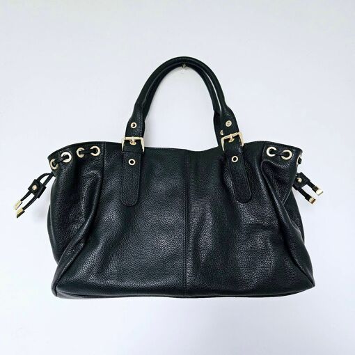 Pochette Cuir Et Fourrure Rase Genuine Leather - Noir, Bandoulière, Fabriquée En Italie - Occasion