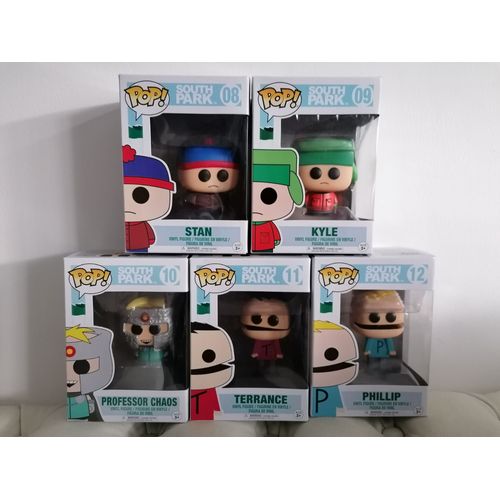 Série Complète 5 Figurines Funko Pop South Park - Stan, Kyle, Professor Chaos, Terrance, Phillip - N°08, 09, 10, 11, 12
