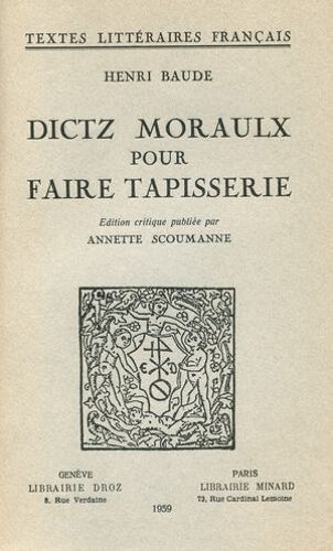Dictz Moraulx Pour Faire Tapisserie