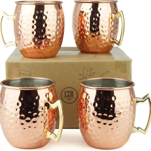 Élégantes Tasses Mules De Moscou - Ensemble Fabriqué À La Main En Cuivre Avec Poignées Dorées Goodnice