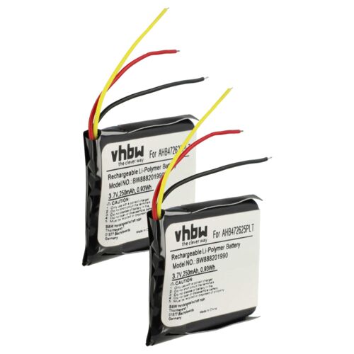 Vhbw 2x Batterie Compatible Avec Jabra Evolve 80, 65 Casque Audio, Écouteurs Sans Fil (250mah, 3,7v, Li-Polymère)