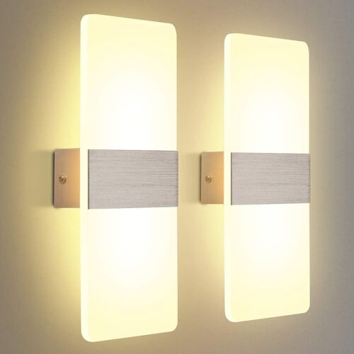 Appliques Murales 2 Pack Led Applique Murale Intérieure 12w Blanc Chaud 3000k Ac 230v Baguette Acrylique Goodnice