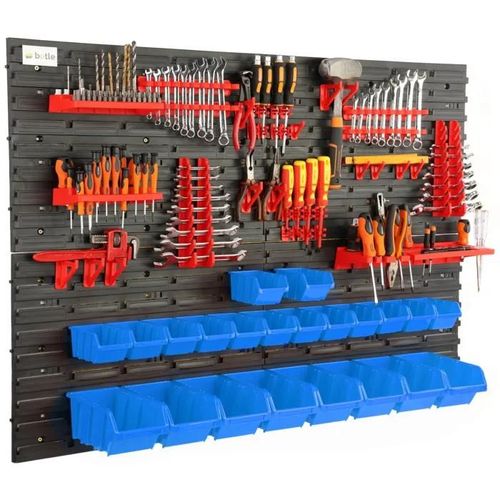 Mur D'outils 115x78 Cm 22 Boxes Étagère Murale Avec Supports D'outils Pour Une Organisation Et Un Ordre Optimaux