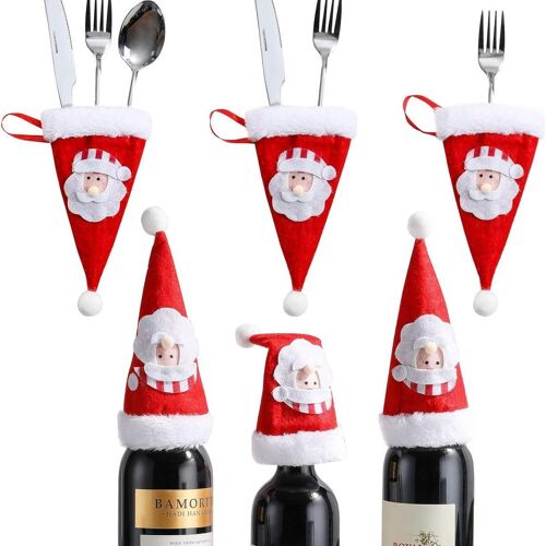 Chapeaux de Père Noël, porte-couverts en argent, mini bouteilles goodnice