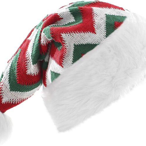 Bonnet De Père Noël Tricoté, Rayures Vertes, Pour Adulte Goodnice