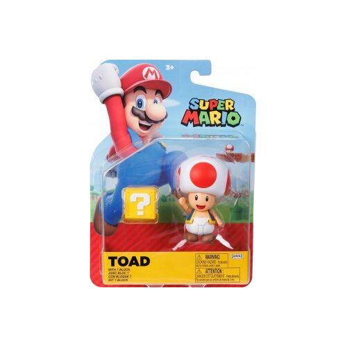 Figurine Mario : Toad Rouge 9 Cm Avec Bloc - Set Figurine Articule Collection + 1 carte tigre - Enfant