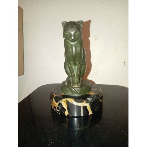 Chat En Bronze Sur Marbre Max Le Verrier