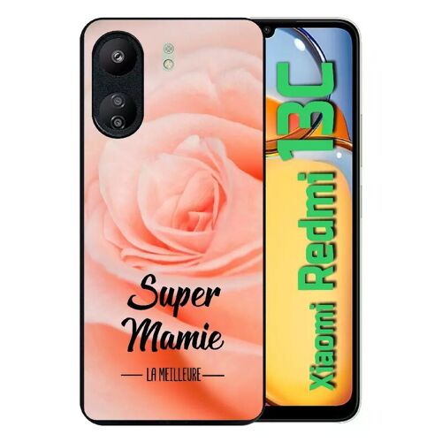 Coque Pour Redmi 13c 4g - Super Mamie La Meilleure Fond De Roses - Silicone - Noir
