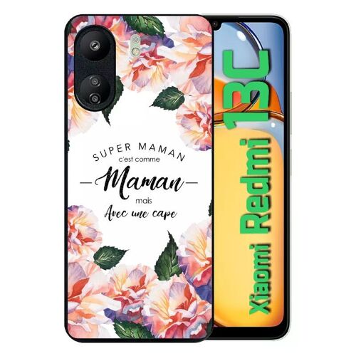 Coque Pour Redmi 13c 4g - Super Maman - Silicone - Noir