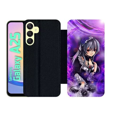 Etui À Rabat Pour Galaxy A25 - Manga Fille Violet - Simili-Cuir - Noir