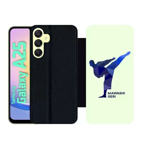 Etui À Rabat Pour Galaxy A25 - Karate Coup De Pied Mawashi Geri - Simili-Cuir - Noir