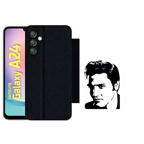 Etui À Rabat Pour Galaxy A24 - Portrait Elvis Presley - Simili-Cuir - Noir