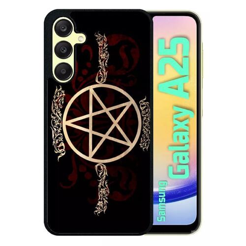 Coque Pour Galaxy A25 - Pentagramme Baroque - Silicone - Noir